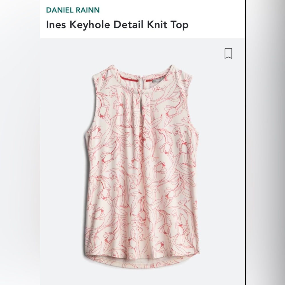 Daniel Rainn Ines Keyhole Detail Knit Top Cream with Red Floral detail Size XL